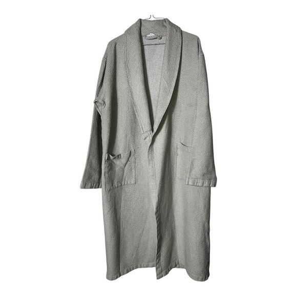 2175. Coyuchi Unisex Gray Robe M midweight 100% organic cotton‎ missing tie belt - Picture 1 of 7